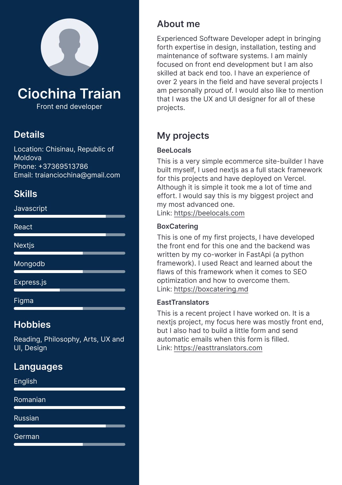 CV template preview