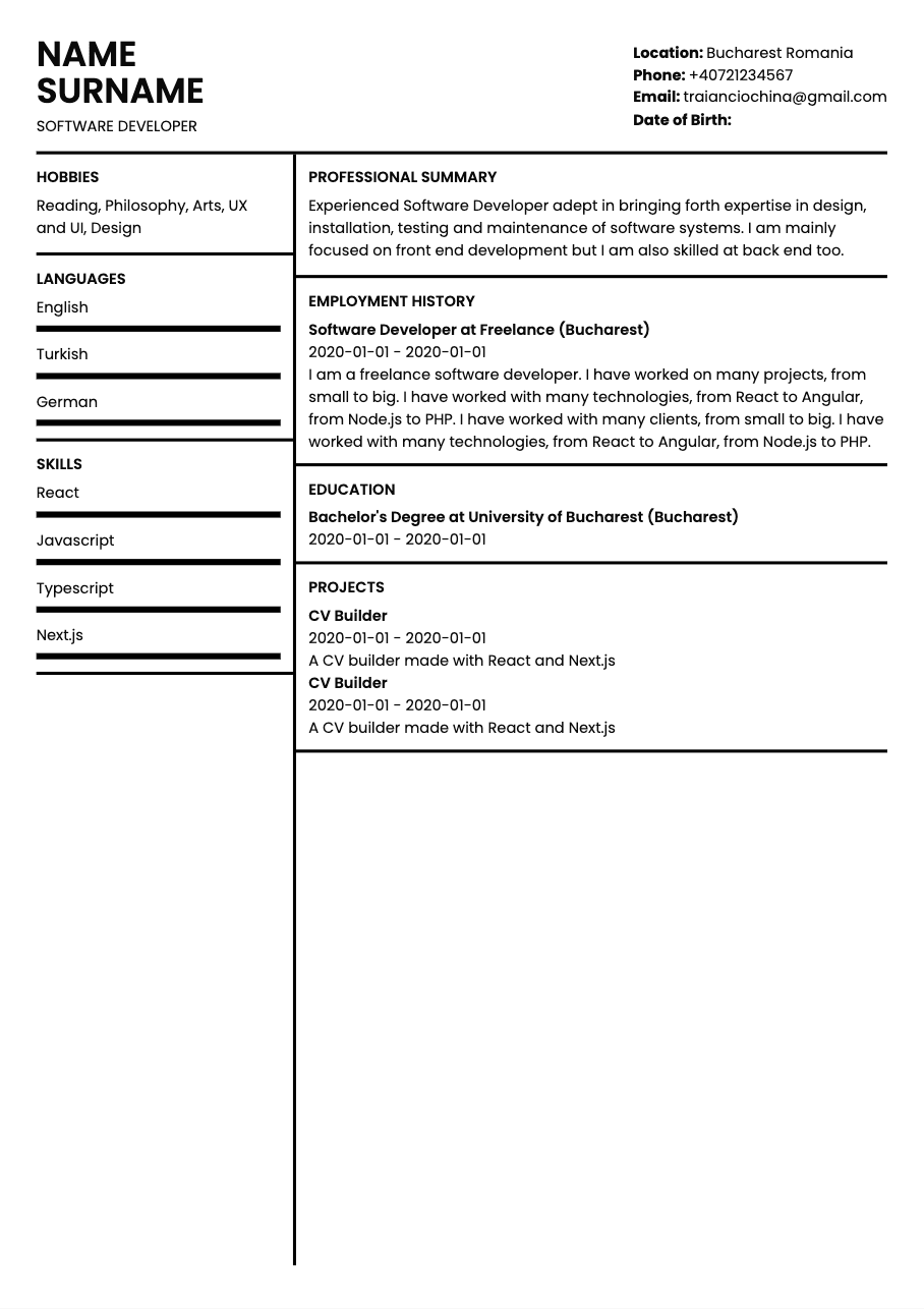 CV template preview