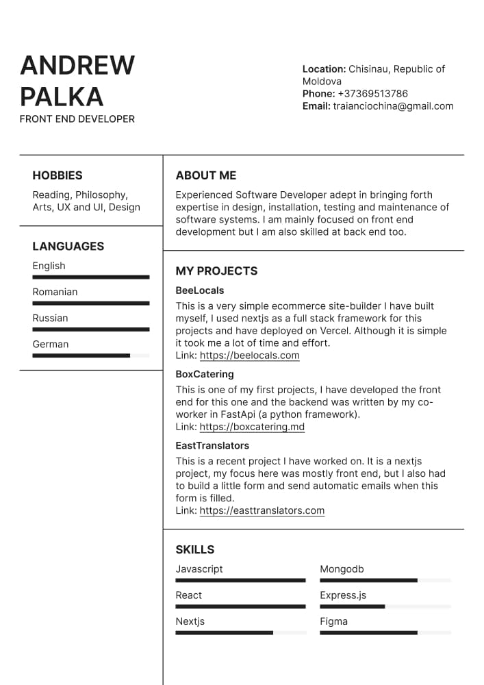 CV template preview